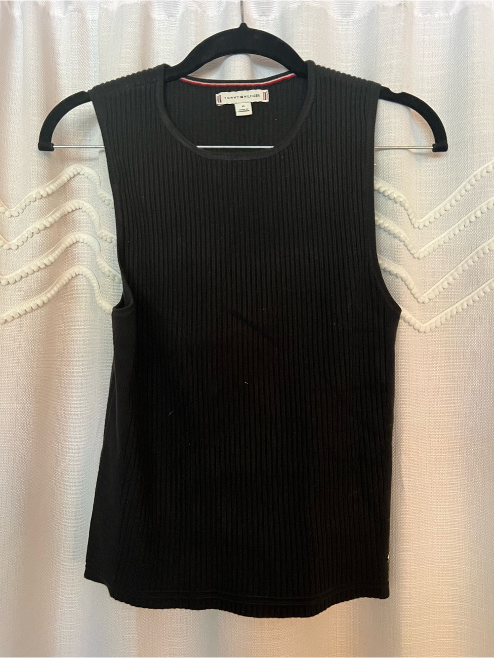 Tommy Hilfiger Black Ribbed Crewneck Sleeveless Tank